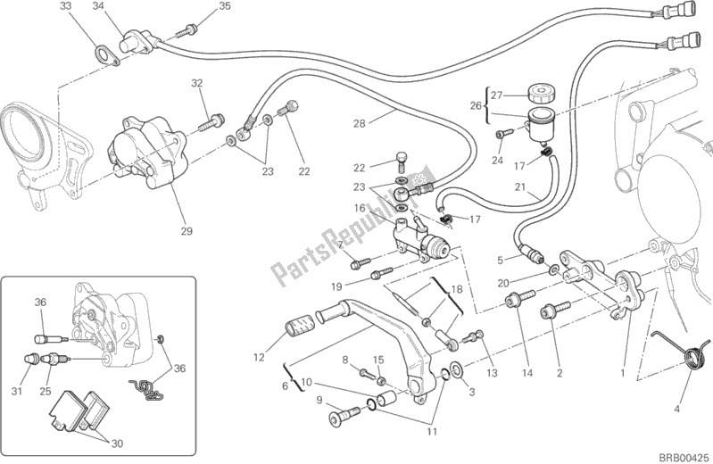 Toutes les pièces pour le Système De Freinage Arrière du Ducati Superbike 848 EVO 2012